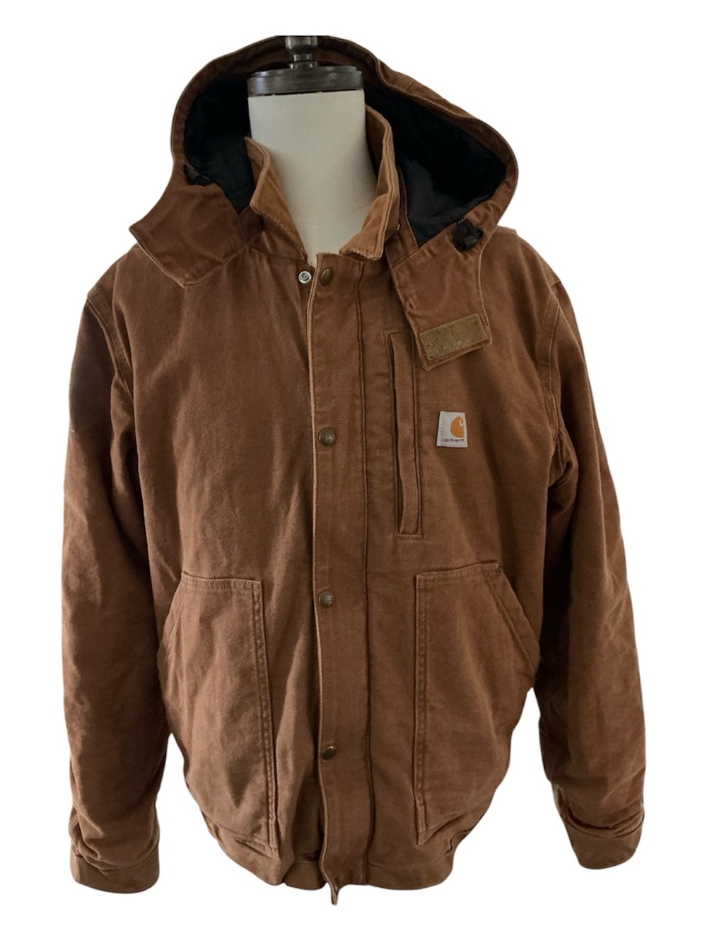 Carhartt Full Swing Caldwell Jacket Mens XL Brown Snap Hood Thinsulate 102358